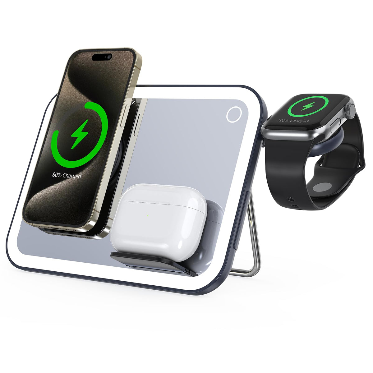 TELAT 3 in 1 Wireless Charging Station for Apple Magnetic Charger Station for iPone& Apple Watch& Airpods (Black)