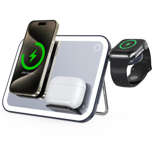 TELAT 3 in 1 Wireless Charging Station for Apple Magnetic Charger Station for iPone& Apple Watch& Airpods (Black)