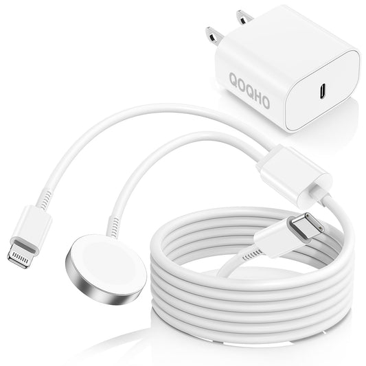 (US ONLY) For Apple iWatch I Watch USB C Fast Charger&iPhone[Apple MFi Certified]2-in-1 USBC to Lightning&Apple iWatch Charging Cable Cord 6FtPortable Travel Charge Block for Apple Watch SE/9/8/7/6/5/4/3/2/1